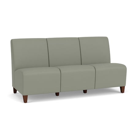 Lesro Siena Armless 3 Seat Tandem Seating No Center Arms, Walnut, RS NightSky Back, MD Farro Seat SN3102